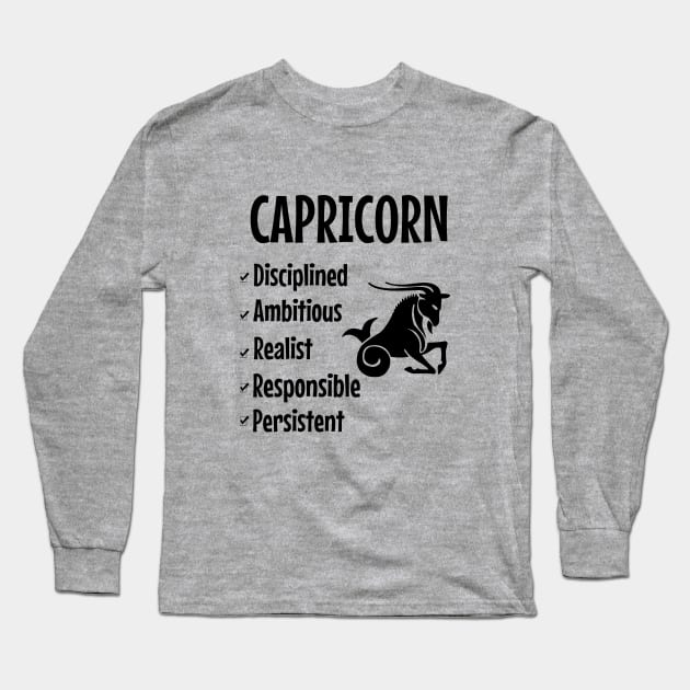 Capricorn zodiac Long Sleeve T-Shirt by cypryanus